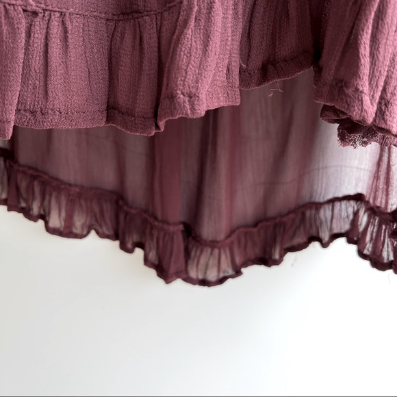 World Market Burgundy Lace Peasant Blouse Size L/XL - Picture 10 of 14